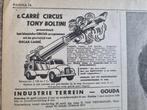Advertentie voor Carré Circus Tony Boltini (krant 1960), Verzamelen, Ophalen of Verzenden, 1960 tot 1980, Knipsel(s)