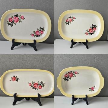 4 Petrus Regout Amore Pastel Gele Schalen, schaal, roos beschikbaar voor biedingen