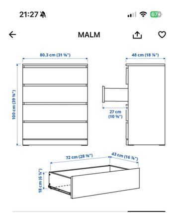 Ikea Malm drawers (black) 5€ for each (4drawers reserved) - afbeelding 3