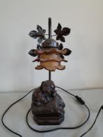 Art Nouveau bronzen tafellamp met puppyvoet, Art Nouveau, Gebruikt, Ophalen of Verzenden, Metaal