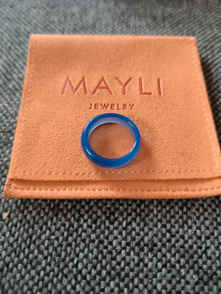 Een hele mooie halfedelstenen agaat ring, Sieraden, Tassen en Uiterlijk, Portemonnees, Zo goed als nieuw, Overige merken, Blauw