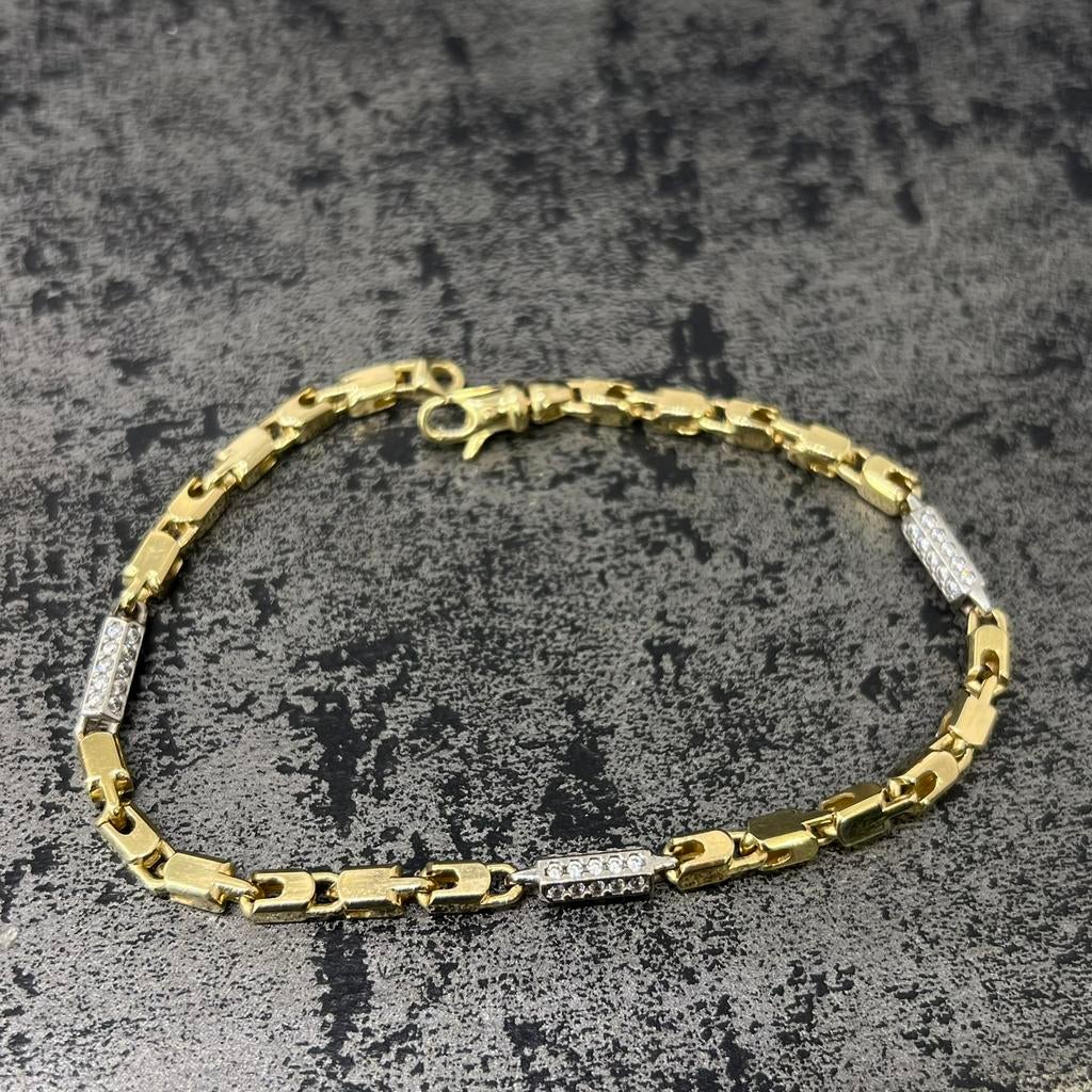 14k gouden armband massief monte carlo schakel, Ophalen of Verzenden, Nieuw, Goud
