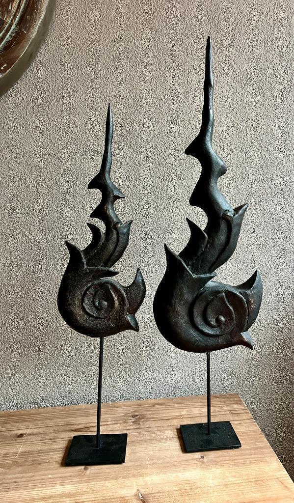 2 staanders decoratie gebronsd, Huis en Inrichting, Woonaccessoires | Zuilen en Pilaren, Zo goed als nieuw, Ophalen of Verzenden