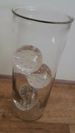 Vaas + Glazen Ballen met Luchtbellen, Minder dan 50 cm, Glas, Ophalen of Verzenden, Zo goed als nieuw
