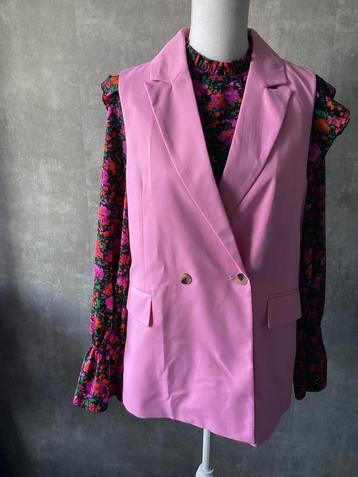 Pieces roze lange gilet/blazer zonder mouwen maat M beschikbaar voor biedingen