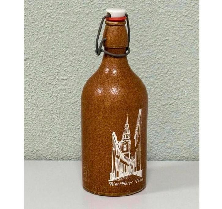 Stenen kruik beugel Sint Pieter Puurs stoneware bier fles, Verzamelen, Biermerken, Zo goed als nieuw, Flesje(s), Overige merken