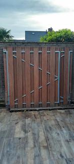 3 Schuttingdeuren met frame en 3 tuinschermen bankirai hout., Tuin en Terras, Schuttingen, Ophalen of Verzenden, Hout, Minder dan 3 meter