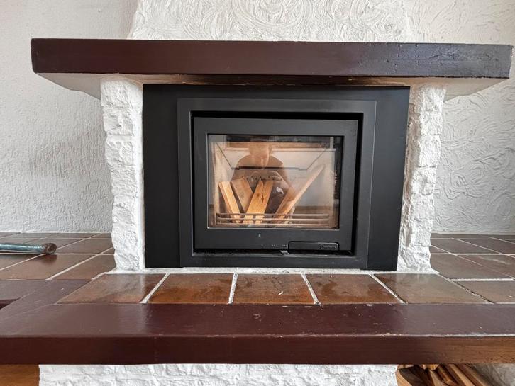 Houthaard inzethaard, zwart, Contura i7 met deur, Huis en Inrichting, Haarden, Zo goed als nieuw, Houthaard, Ophalen
