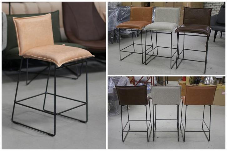 4 x luxe barkruk barstoel AMY Jess design metaal & leer, Huis en Inrichting, Barkrukken, Zo goed als nieuw, 60 tot 90 cm, Leer