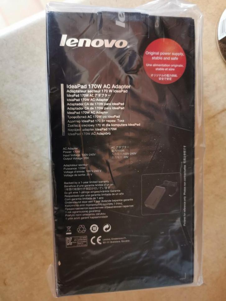 Lenovo IdeaPad laptop 20V 8.5A 170W oplader Adapter - Nieuw, Computers en Software, Laptop-opladers, Nieuw, Ophalen of Verzenden