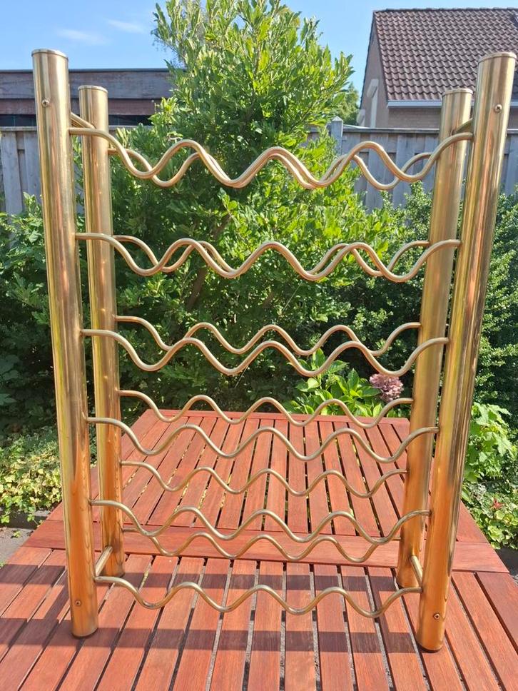 Vintage Goudkleurig Wijnrek - 24 Flessen, Huis en Inrichting, Woonaccessoires | Wijnrekken, Gebruikt, 75 cm of meer, Metaal, 15 tot 25 flessen