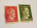 2 Postzegels Deutsches Reich Adolf Hitler, Postzegels en Munten, Ophalen of Verzenden