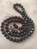 Antiek granaat collier zilver slotje, Verzenden, Zo goed als nieuw, Rood, Zilver