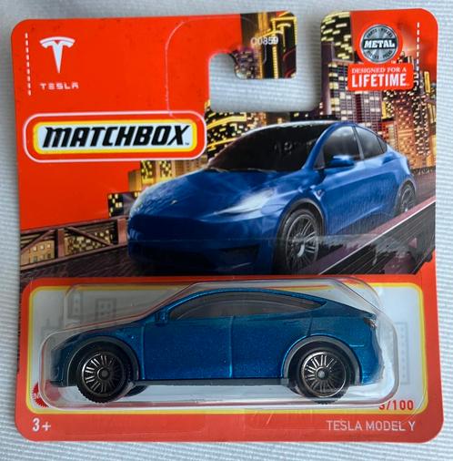 Matchbox Tesla Model Y blauw, Hobby en Vrije tijd, Modelauto's | Overige schalen, Nieuw, Ophalen of Verzenden