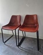 Industriële vintage eetkamerstoelen 4 stuks, Ophalen, Gebruikt, Leer, Vier