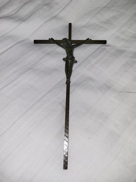 Voorhout - Koper Kruisje 25cm, Antiek en Kunst, Antiek | Religie, Ophalen of Verzenden