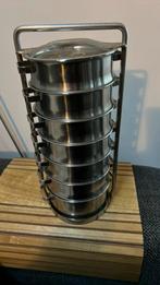 Voedseldrager rvs 7 schaaltjes, Huis en Inrichting, Keuken | Servies, Ophalen, Overige materialen, Overige stijlen, Schaal of Schalen