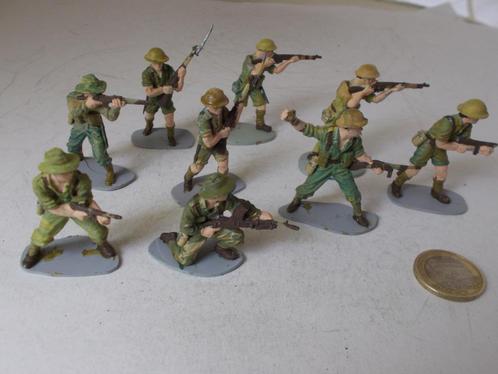 Vintage Airfix. 9 X U.K/AUSTRALIAN JUNGLE SOLDIERS (Diorama), Hobby en Vrije tijd, Modelbouw | Figuren en Diorama's, Gebruikt