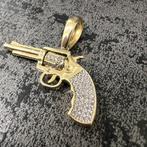 14k gouden hanger revolver model pistool geweer, Ophalen of Verzenden, Zo goed als nieuw, Goud, Kruis of Symbool