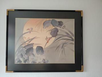 Schilderij op zijde beschikbaar voor biedingen