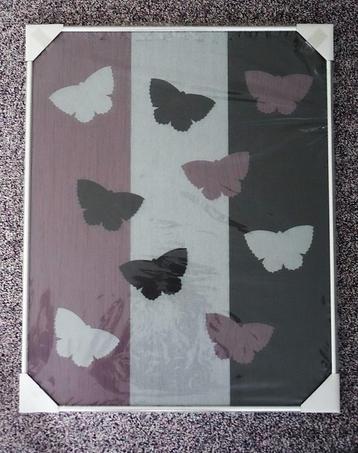 Lijst zilverkleurig 40x50 cm, ontspiegeld glas, met vlinders beschikbaar voor biedingen