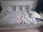 Wit bed met opbergruimte 90x200, Ophalen, 85 tot 100 cm, Zo goed als nieuw, Matras