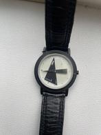 Tri-Time: Design horloge met tijdsaanduiding Parijs/NY/Tokio, Overige merken, Leer, Staal, Polshorloge