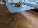 Leolux CIMBER salontafel 90x90 hoogte 33cm grijs Chroom poot, Ophalen, 50 tot 100 cm, Vierkant, 50 tot 100 cm