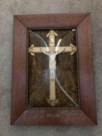 Antiek schilderij met crusifix JBT, Ophalen of Verzenden