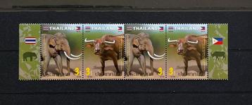 Thailand Strip 2019 Postfris Olifant en Waterbuffel beschikbaar voor biedingen