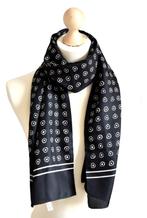 Vintage designer shawl, sjaal, circles, zwart, Verzenden, Maat 46/48 (XL) of groter, Zo goed als nieuw, Sjaal