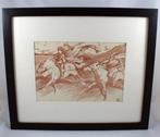 Byam Shaw 1898 - Ingelijste Lithografie, roodkrijt tekening, Ophalen of Verzenden