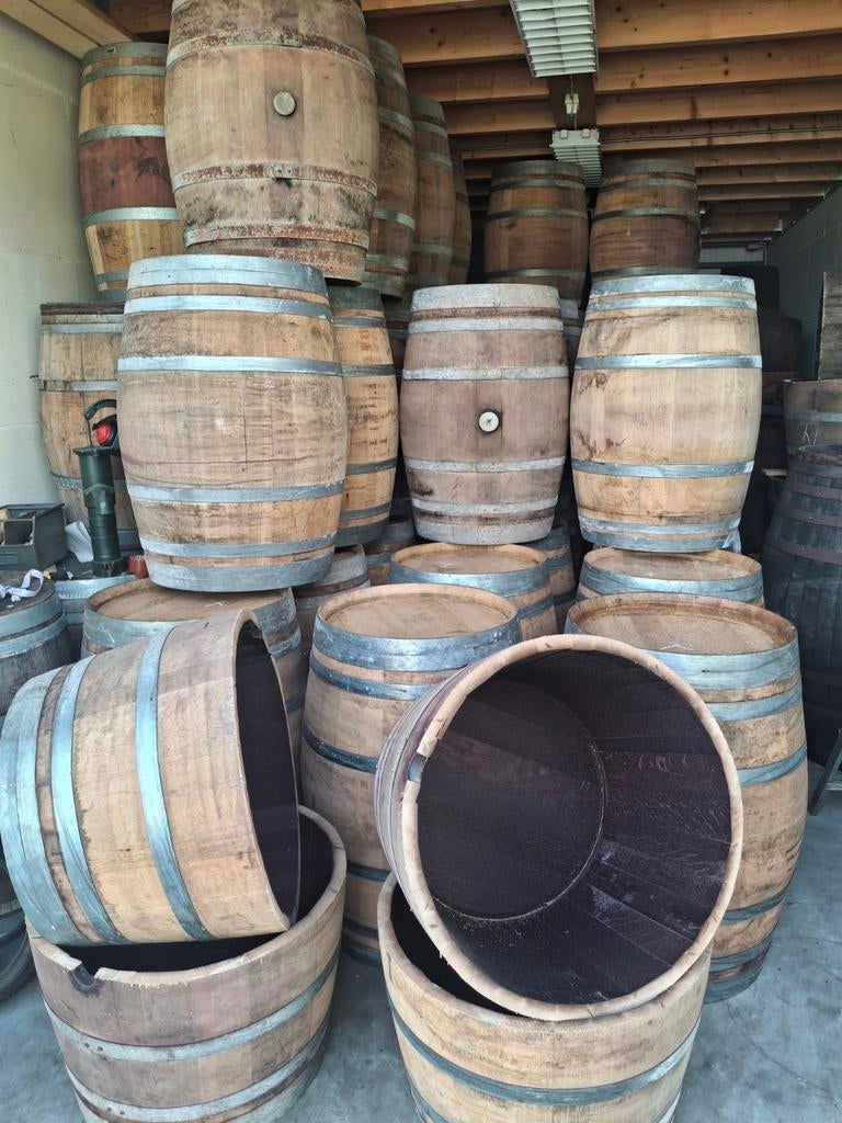 Eiken wijnvat bloembak plantenbak vijver regenton, Ophalen, Rond, Nieuw, 60 tot 100 cm