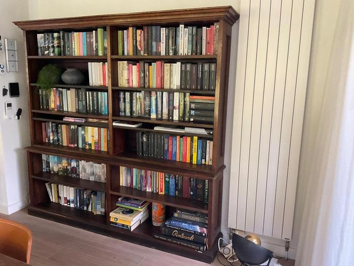 Antieke Eiken Boekenkast - Verstelbare Planken, Huis en Inrichting, Kasten | Boekenkasten, Zo goed als nieuw, 150 tot 200 cm, 25 tot 50 cm