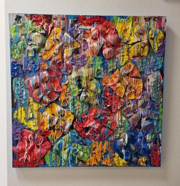 Moderne kunst schilderij abstract mixed media maskers uniek beschikbaar voor biedingen