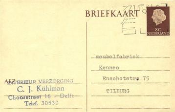 C.J. Kuhlman, Delft - 09.1963 - briefkaart beschikbaar voor biedingen