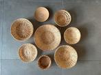 BOHO IBIZASTYLE set 8 rieten mandjes, leuk voor aan de muur!, Mand, Rond, Nieuw, Ophalen of Verzenden