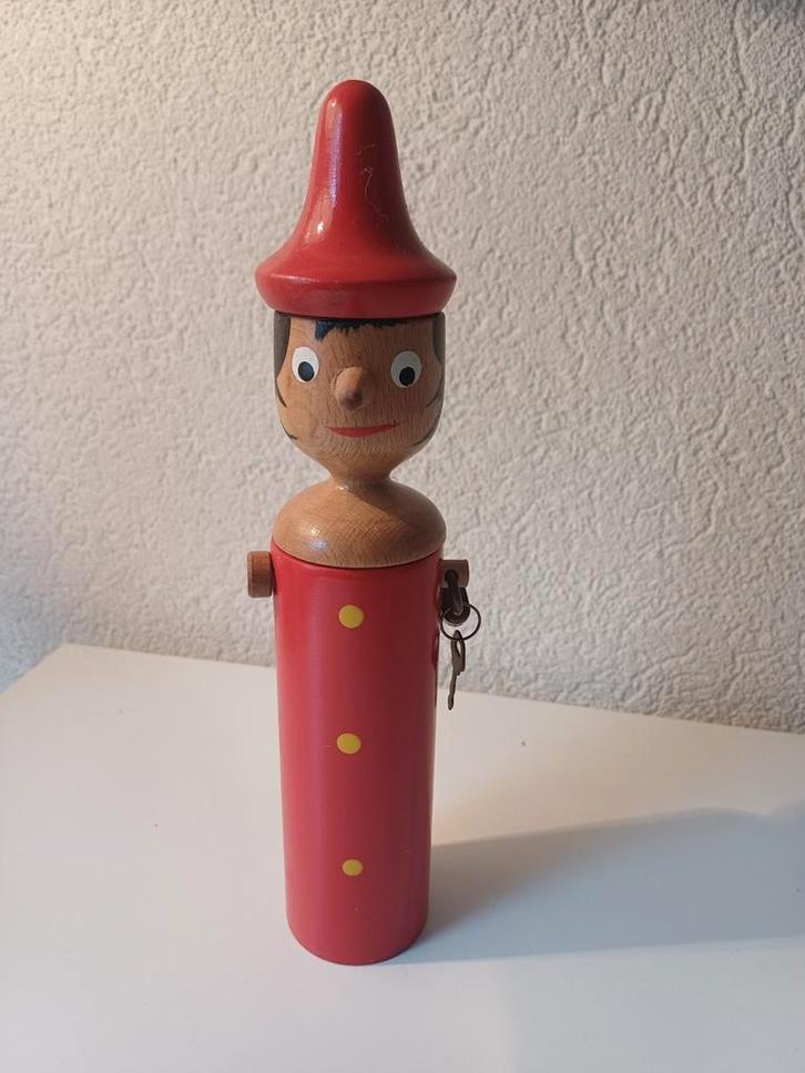 Pinokkio Spaarpot Hout met Slot - Leuk voor Kinderen!, Kinderen en Baby's, Speelgoed | Houten speelgoed, Ophalen of Verzenden