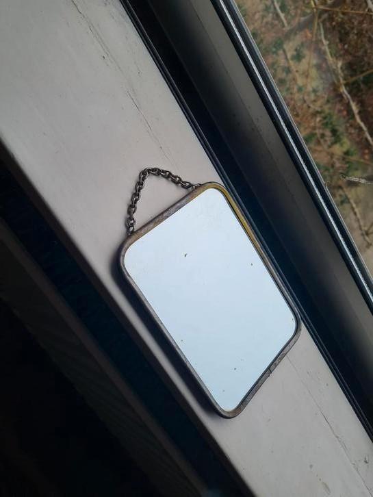 Oud Brocante Spiegeltje - 18x13 cm, Antiek en Kunst, Antiek | Spiegels, Minder dan 50 cm, Rechthoekig, Ophalen of Verzenden