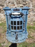 Prachtige antieke gietijzeren emaille art-deco houtkachel, Ophalen, Gebruikt, Houtkachel, Vrijstaand