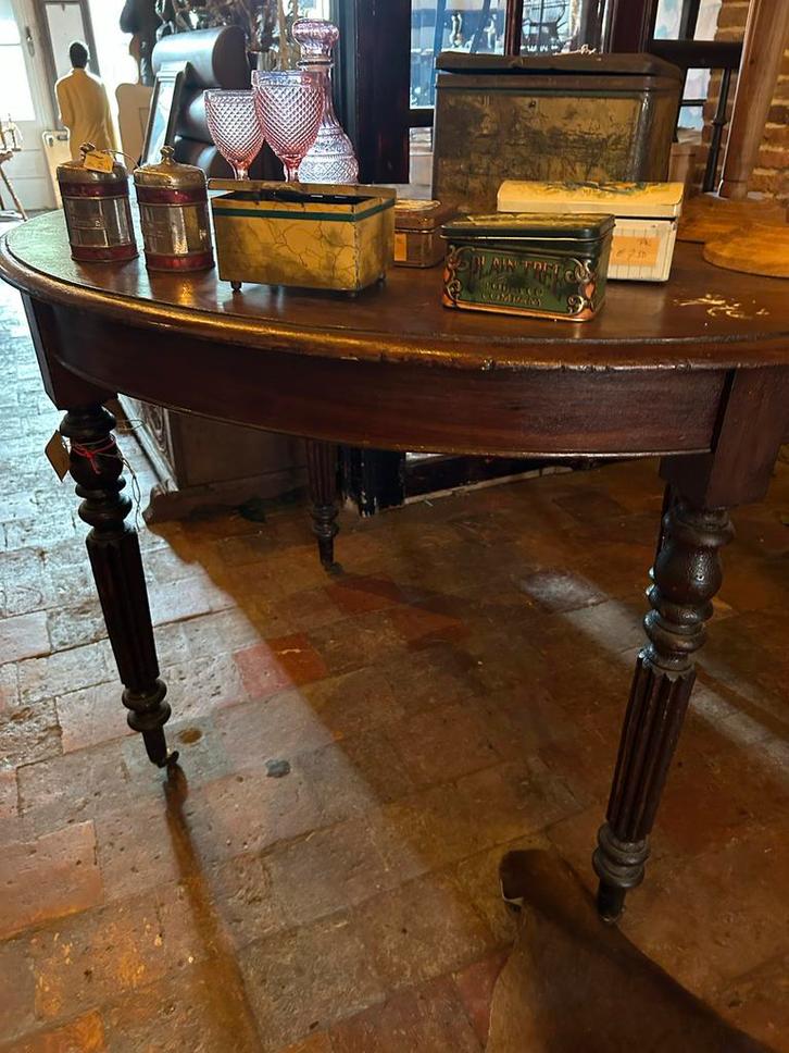 Antieke Ovale Eetkamertafel op Wieltjes, Antiek en Kunst, Antiek | Meubels | Tafels, Ophalen