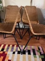 4 st Vintage Rotan Stoelen - Dirk van Sliedrecht - Set van 4, Huis en Inrichting, Stoelen, Ophalen, Gebruikt, Bruin, Riet of Rotan
