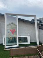 Hardhouten Meranti kozijn met openslaande deuren/tuindeuren, Ophalen, Deurkozijn, 225 cm of meer, Zo goed als nieuw