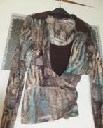 Even kijken! Mooie overslag blouse met striklint maat 36 s., Verzenden, Gedragen, Maat 36 (S), Bruin
