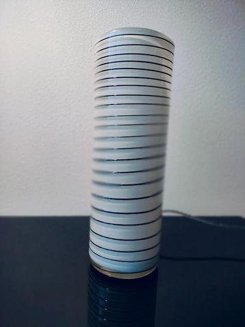 Italië Glas Lamp Tafellamp Wit Opalino Vetro Zwart 1990 beschikbaar voor biedingen