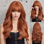 Pruik lang haar met slagen koper rood model Heidi, Verzenden, Nieuw, Pruik of Haarverlenging