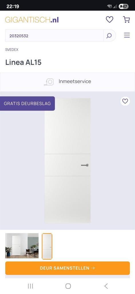 Opdekdeur Deurengigant, 2315x930 AL15 Lin01, Doe-het-zelf en Verbouw, Deuren en Horren, Nieuw, Binnendeur, 215 cm of meer, Ophalen