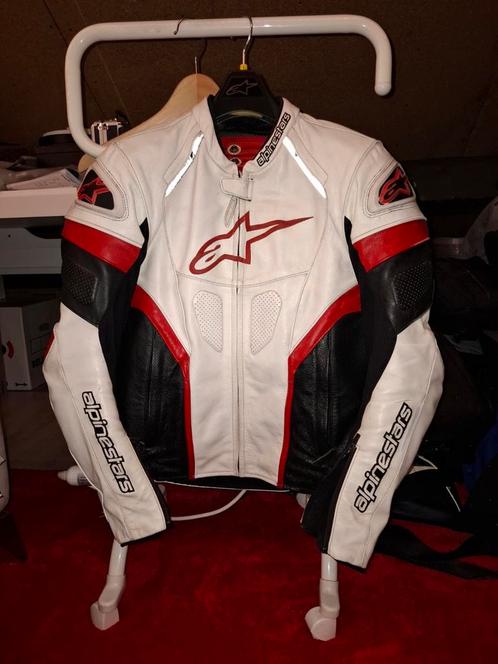 Leren Alpinestars GP Plus R motorjas wit/zwart/rood mt 50, Motoren, Kleding | Motorkleding, Jas | leer, Heren, Tweedehands, Ophalen of Verzenden