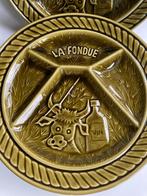 4 sarrequemines  Franse fondueborden gourmetborden groen, Bord(en), Overige stijlen, Ophalen of Verzenden, Aardewerk