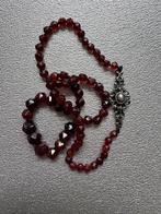 Antieke Granaten Ketting met Zilver Slotje, Antiek en Kunst, Ophalen of Verzenden, Dames